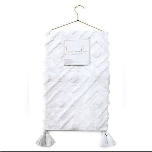 NWT Lumina Lou white coconut milk Artisan 34 Tassel Chenille Throw Blanket